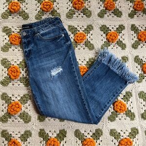 Ashley Mason distressed blue jeans with frayed hems, size 29